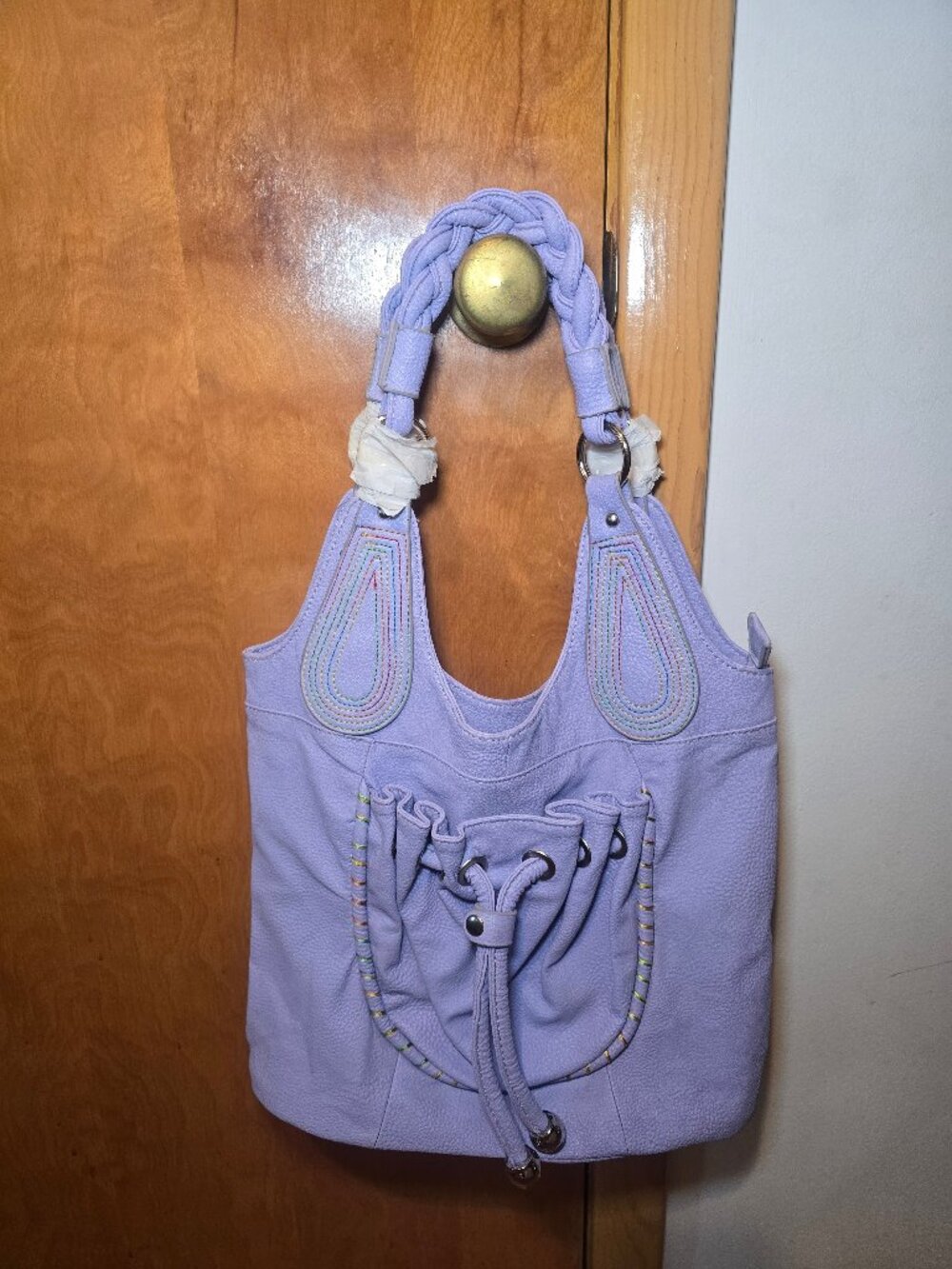 Lavender Multi-pocket Hobo Shoulder Bag